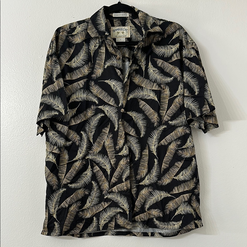 Vintage Bamboo Clay Resortwear Black and Tan Lightweight Shirt Jacket